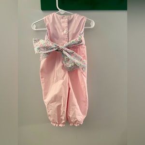 Sleeveless Rebecca Romper. Palm Beach Pink with Mountain Brook Mini Floral